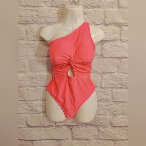 Women's One Piece Bathing Suit One Shoulder Twist Cutout Back Tie Asymmetrical